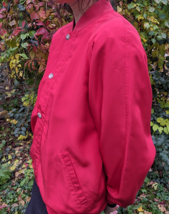 Retro 90s Silk Red Xriss Xross Bomber Jacket - image 2