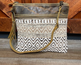 Myra Bag Contentment small crossbody purse upcycled canvas rug