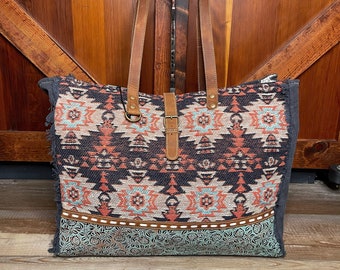 Cream brown Boho Chic Navajo Pattern Weekender Duffle Bag – The Lotus Wave