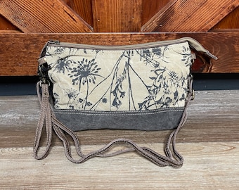 Dainty Delight small crossbody purse Upcycled canvas bag