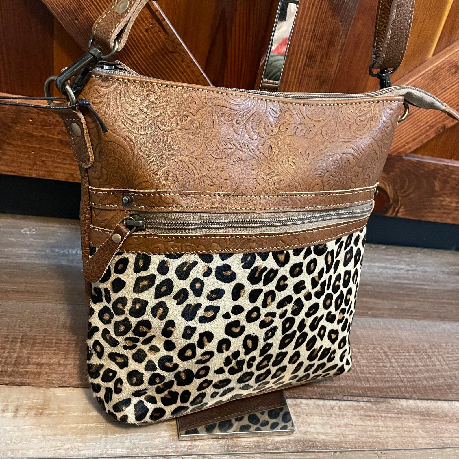 Myra Bag Dynamic Leopard Print Hairon Crossbody Purse Etsy