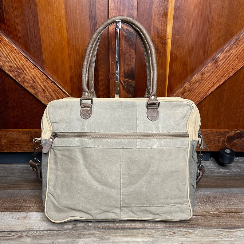 Texas Laptop Bag Upcycled Canvas Leather Accents Myra Bag - Etsy