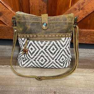 Myra Bag Sand Weaver Shoulder Purse Upcycled Canvas