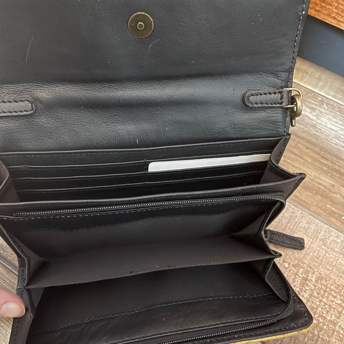 Myra Bag Insights Leather Wallet Crossbody strap distressed | Etsy