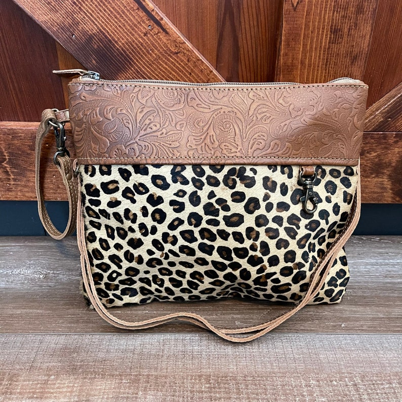Myra Bag Liminal Leopard Fur & Leather Small Crossbody purse Etsy