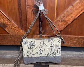 Dainty Delight small crossbody purse Upcycled canvas bag