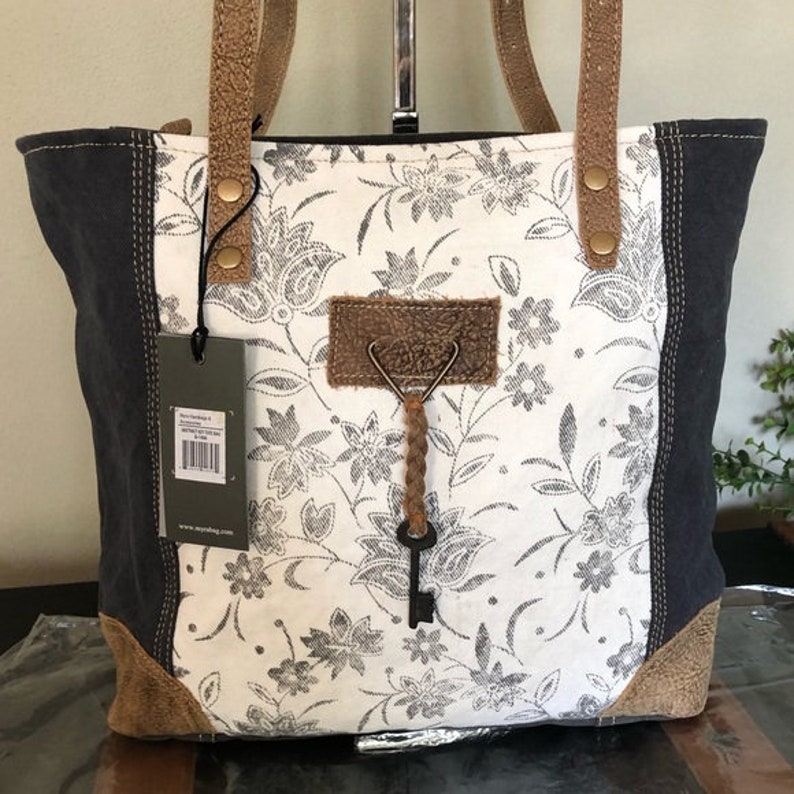 Myra Bag upcycled Canvas Tote Abstract Key purse Etsy