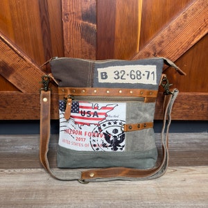 USA Freedom Crossbody Purse Upcycled Canvas Bag