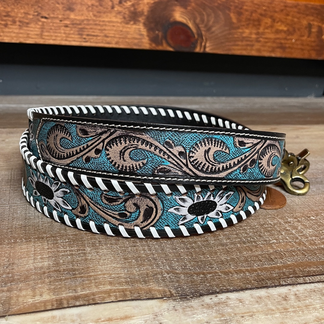 Hand Tooled Leather Strap Guitar Purse Strap Crossbody Leather Strap Etsy