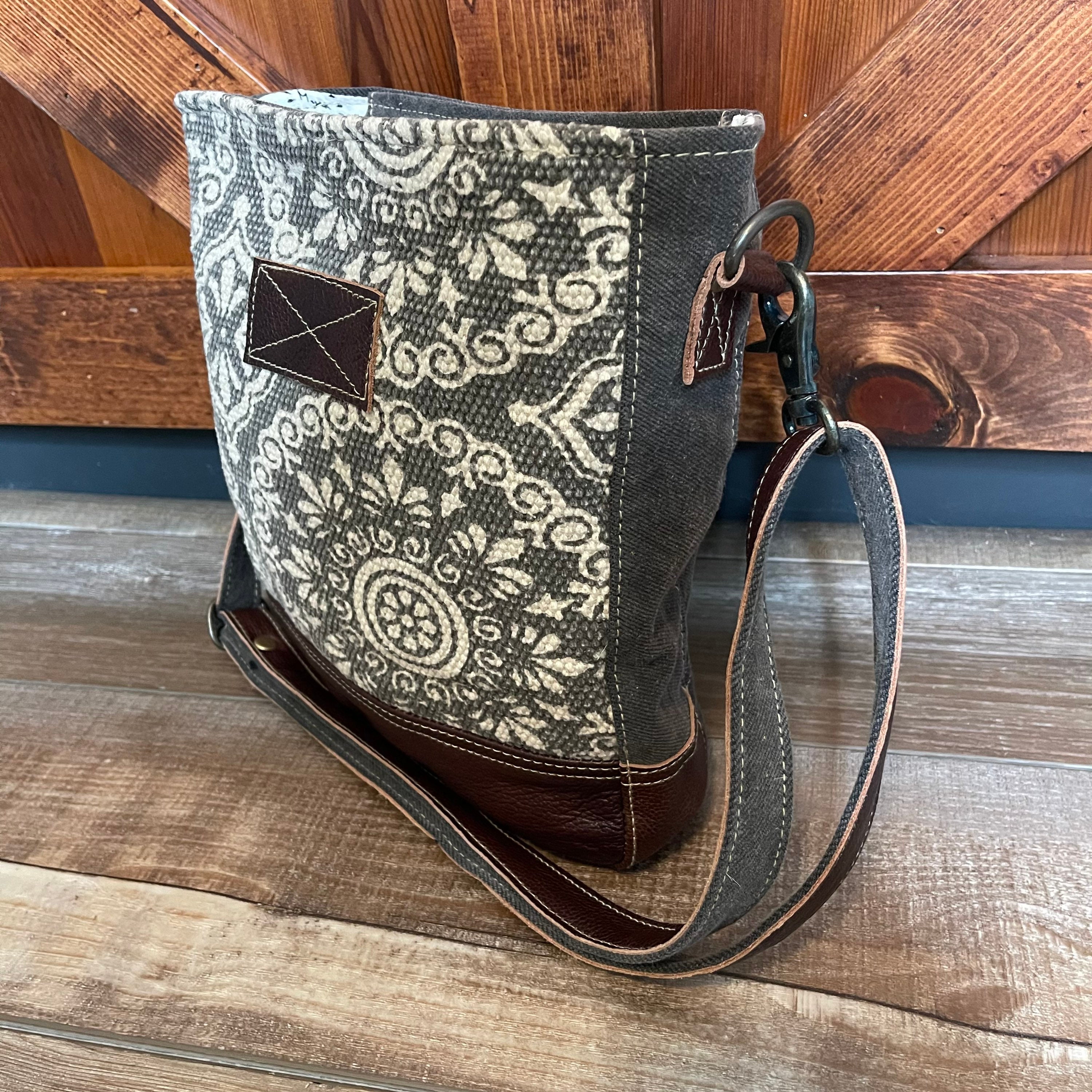 Freaky Leather and Upcycled Canvas Shoulder/crossbody Bag - Etsy