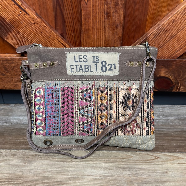 Crossbody Vintage Journeys Upcycled Canvas Purse