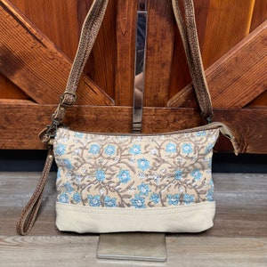 Petit sac à bandoulière en toile recyclée florale recyclée Pochette florale