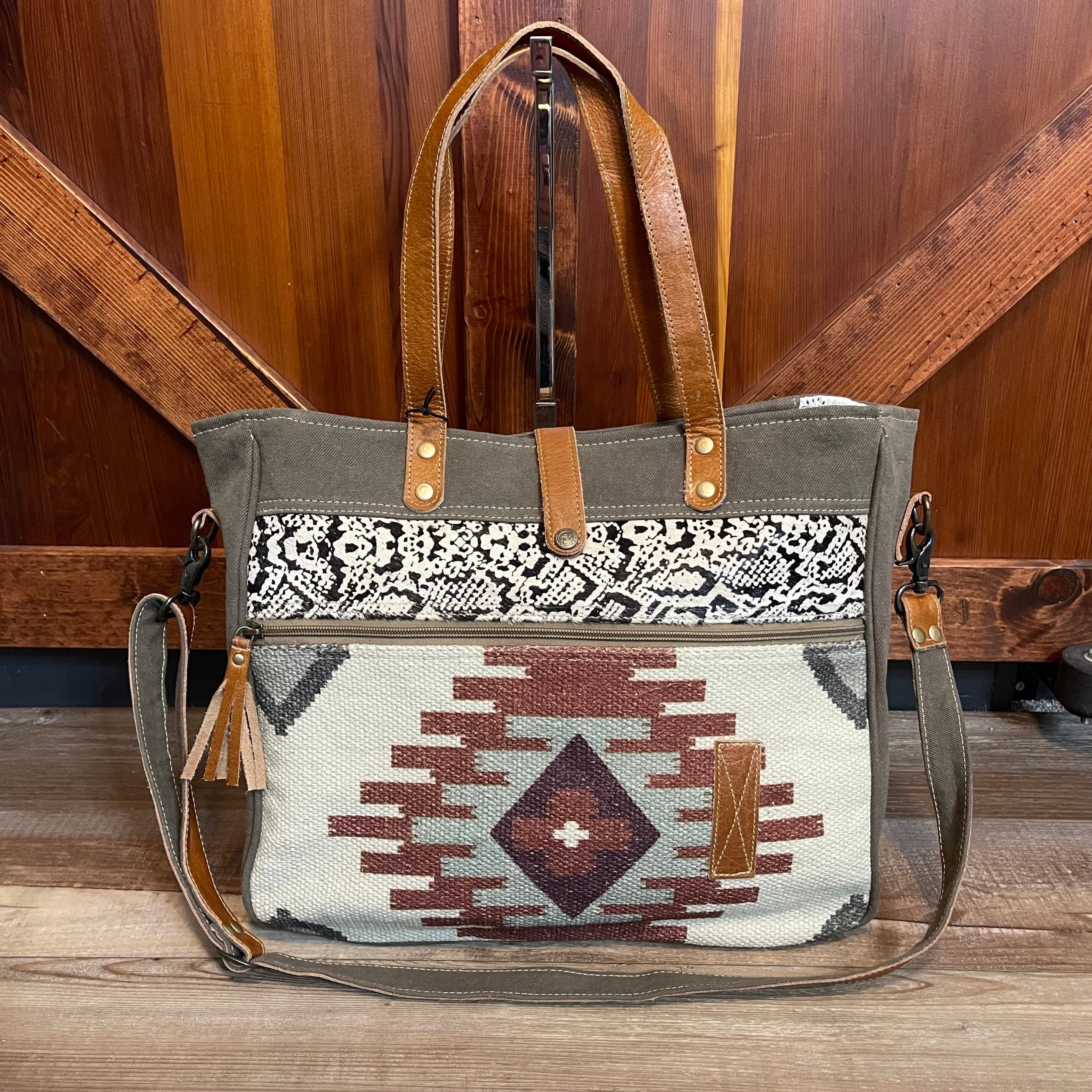 Myra Bag Myra Bags Leather Pocket Upcycled Canvas Sho vrogue.co