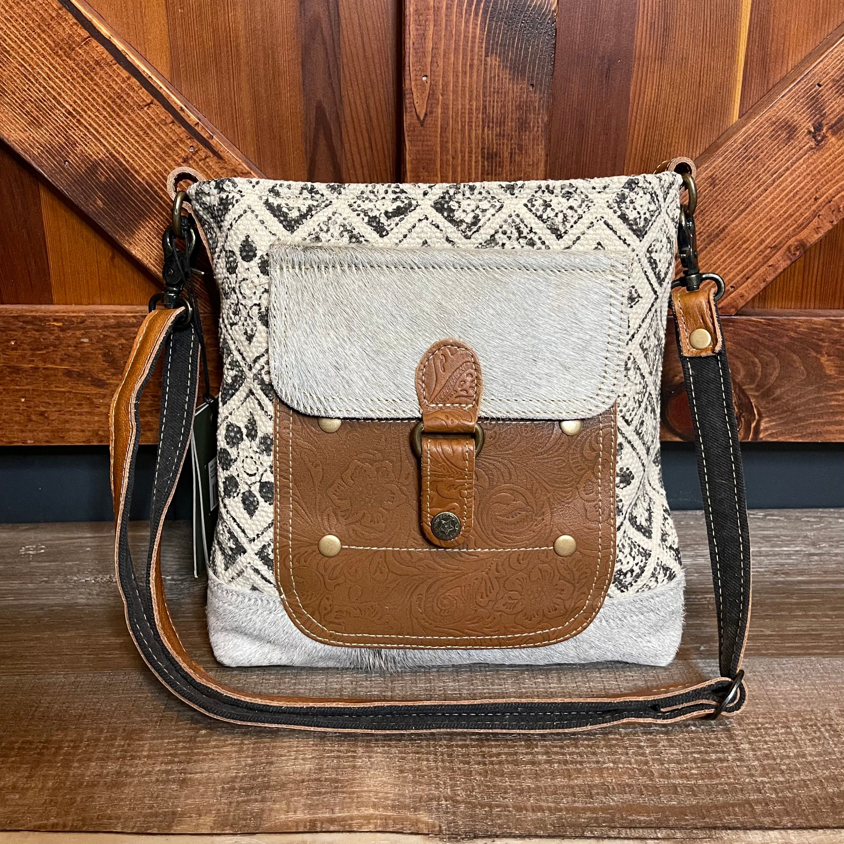 Myra Bag Perfect Mania Upcycled Canvas and Hairon purse Etsy