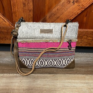 Myra Bag Laced Crossbody Purse Upcycled Canvas Fur
