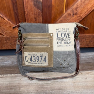 Seeds of Love Crossbody Purse Upcycled Canvas Bag