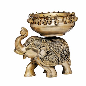 Set of 2 Brass Elephant Urli/ Diwali decor/Hindu Festival/ Diwali home decor