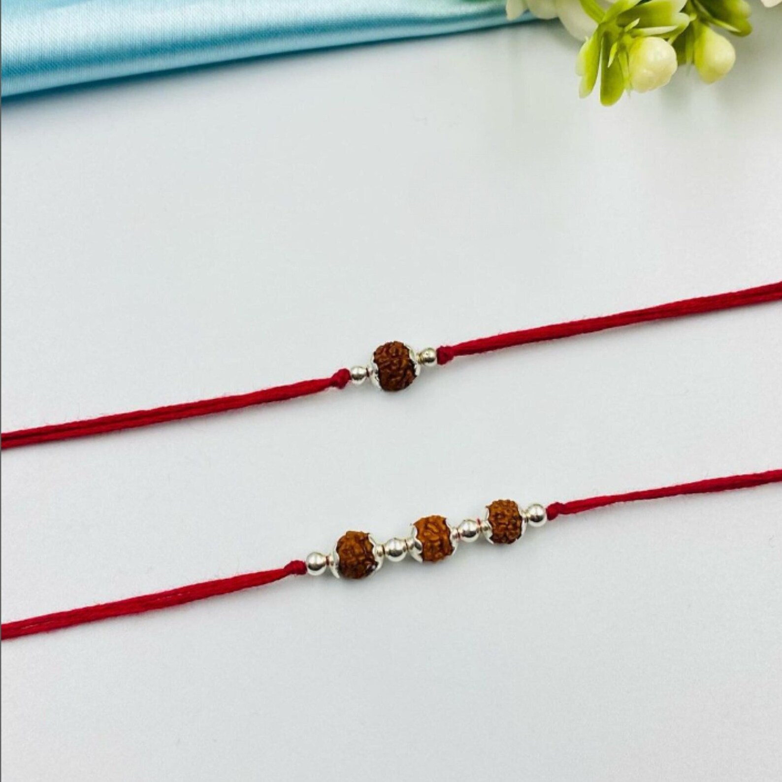 Thread Rudraksh Rudraksha 925 Serling Silver Rudraksha Thread/ Rakhi/protection Thread ...