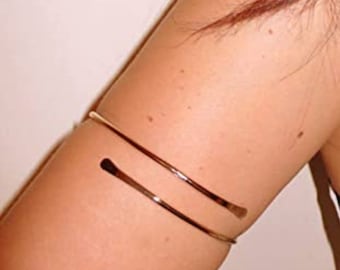 Pure Copper Upper Arm Cuff ~ Minimalist Arm Cuff, Forearm Cuff, Calf Cuff