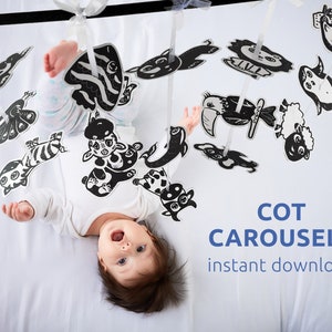 Spjälsängskarusell | Montessorileksaker | | Gör-det-själv | Utskrivbar | | 15 olika djur | A4 | Nedladdningsbar | Pappersklipp