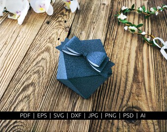 Ring box with a bow | Printable box template | Gift | Diy box | Cut pattern | Downloadable | Papercut | Digital box | Instant download