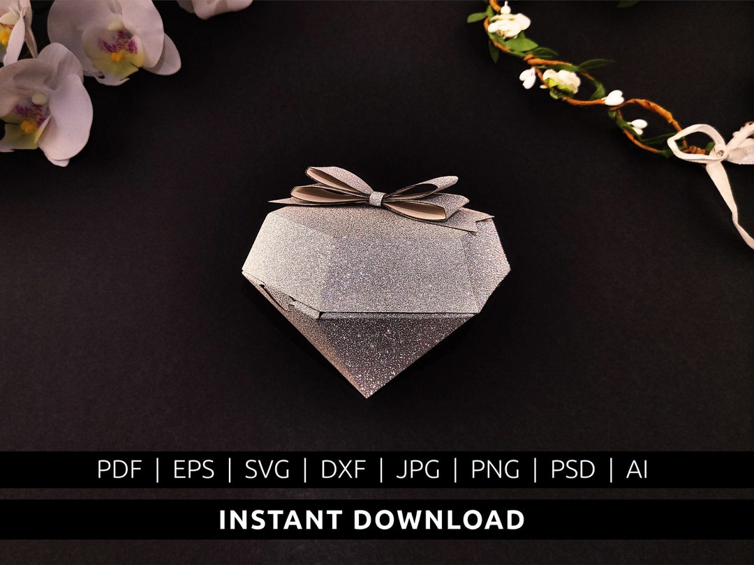 Diamond & Bow | Printable Box Template | Gift | Diy Box | Cut Pattern ...
