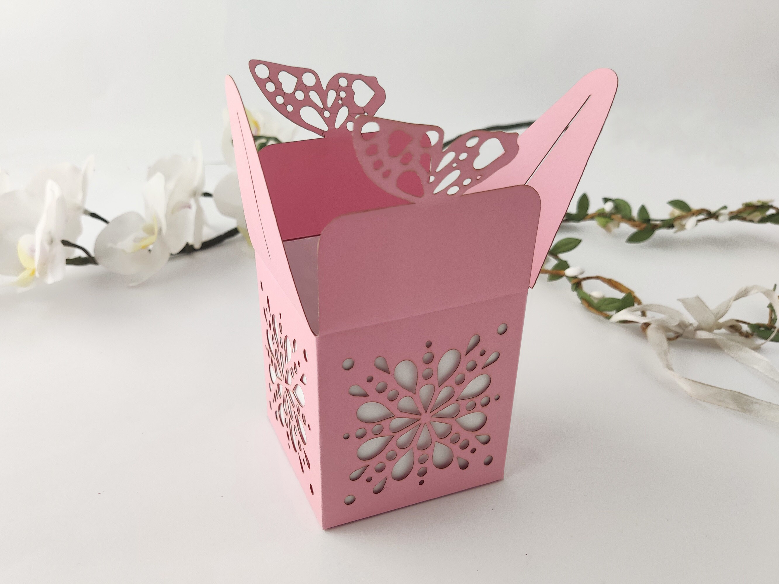 Butterfly box with a pattern cut out Printable box template Etsy