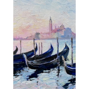 Venice Italy Original Oil Painting 7x10 Grand Canal Artwork Gondola Painting Original Art