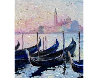 Venice Italy Original Oil Painting 7x10 Grand Canal Artwork Gondola Painting Original Art