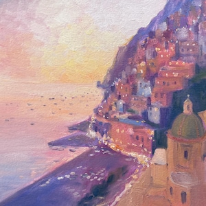 Positano Original Oil Painting Italy Positano Artwork 9x12 Amalfi Coast Painting Italian Art Colorful Town Painting Mediterranean Art