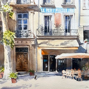 France Original Watercolor Painting Provence Artwork Provencal Town Aix-En-Provence Painting French Town Watercolor