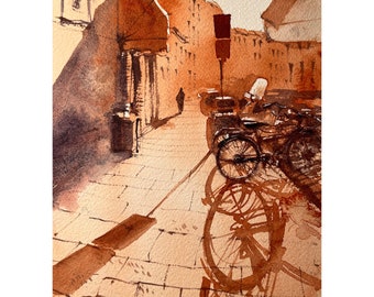 Italien Original Aquarell Gemälde Pisa Kunstwerk Italienische Stadt Kunst Toskana Gemälde