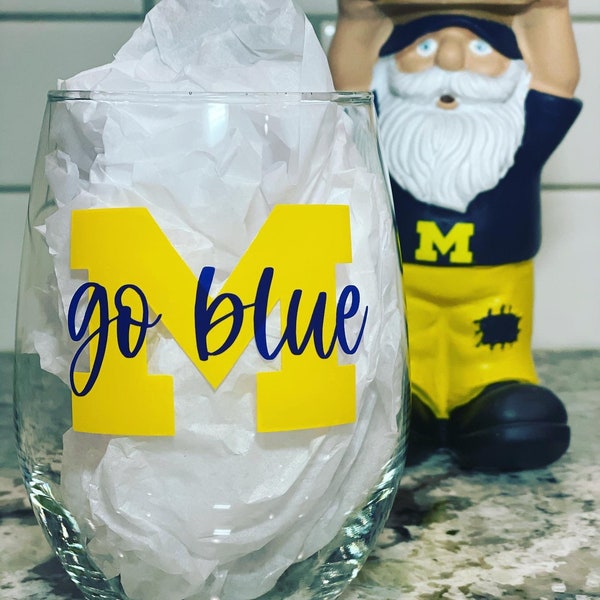 Michigan Wolverines wine glass