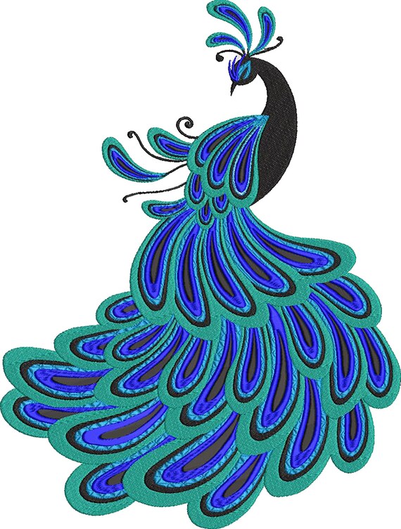 Peacock Machine Embroidery Design With Gifts Etsy