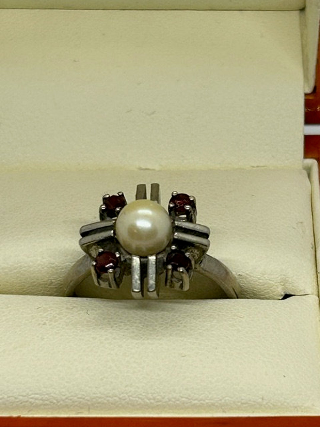 Antique silver and pearl ring