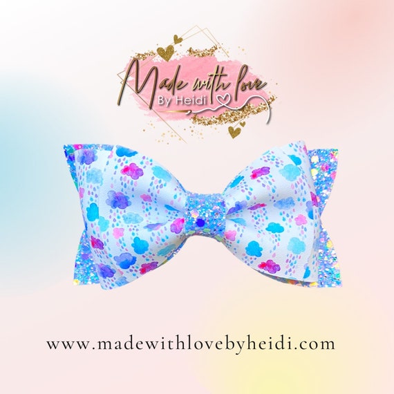 4 Water Color Clouds, Rainy Hair Bow, Spring Hair Bow, - Etsy