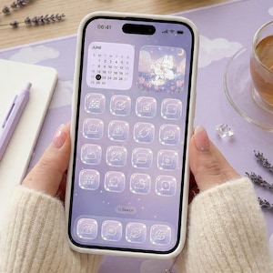 Bunny App Icons Romantic Pastel Aesthetic Cute Cozy Lo-Fi Hand Drawn Theme for iOS Android Samsung iPhone iPad Tablet, Soft Home Screen Icon