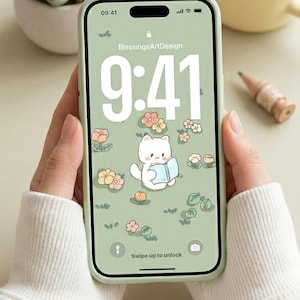 Tulip Cute Cat Aesthetic Cozy Lo-Fi Hand Drawn App Icon Theme for iOS Android Samsung iPhone iPad Tablet, Pastel Icons and Widgets.