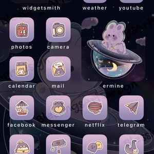 Cosmic Starlight Ios Icons Pack Aesthetic Cute Cozy Lo-fi Hand Drawn ...