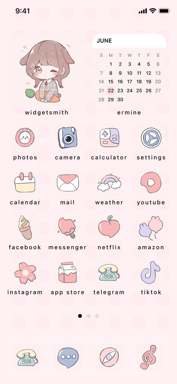 90 Pink Kitty Ios Icons Pack iPhone Theme App Cover Icons Skin Home Screen  Doodle Cute Mochi Lo-fi Soft Pastel Anime Cat 