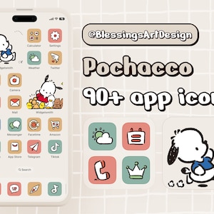90+ Pochocco Süße hunde | iOS Icons Pack, iPhone Theme, App Cover, Icons Skin, Home Screen, Doodle, Cute, Mochi, Lo-Fi, Soft, Pastell, Chibi