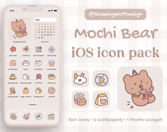 Kawaii Bear iOS Icon Pack: Pastel App Icons, Wallpapers (Digital Download)