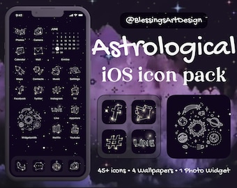 Astrologisches Zeichen | App Icons, iPhone, App Cover, Bundle, Home Screen, App, Sternzeichen, Twinkle, Linie, Stern, Horoskop, Nacht, Widget, Outline