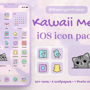 Mochi Peach Cat Cute Gomi App Icons Aesthetic iPhone 