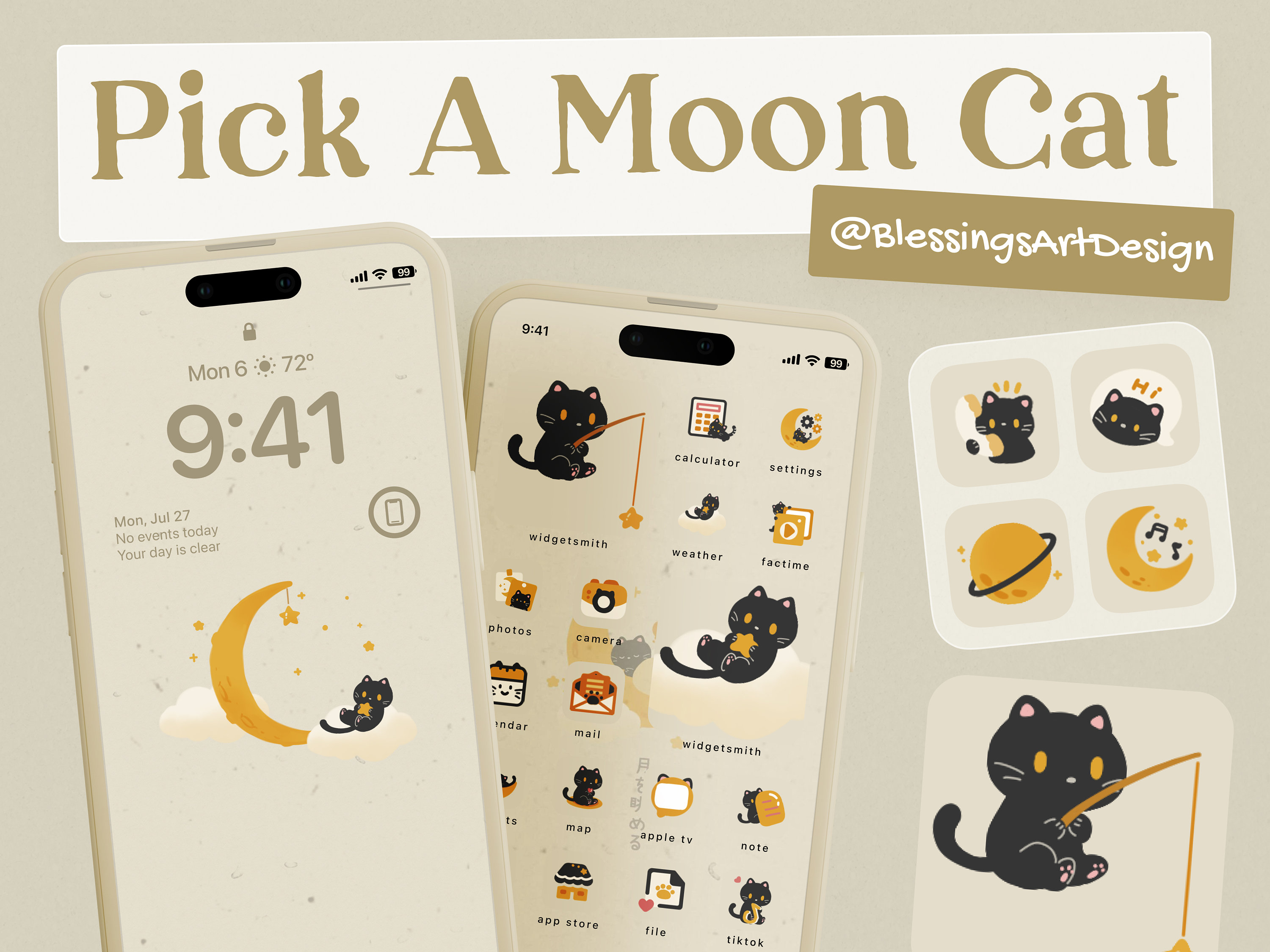 Mochi Peach Cat Cute Gomi App Icons Aesthetic iPhone 