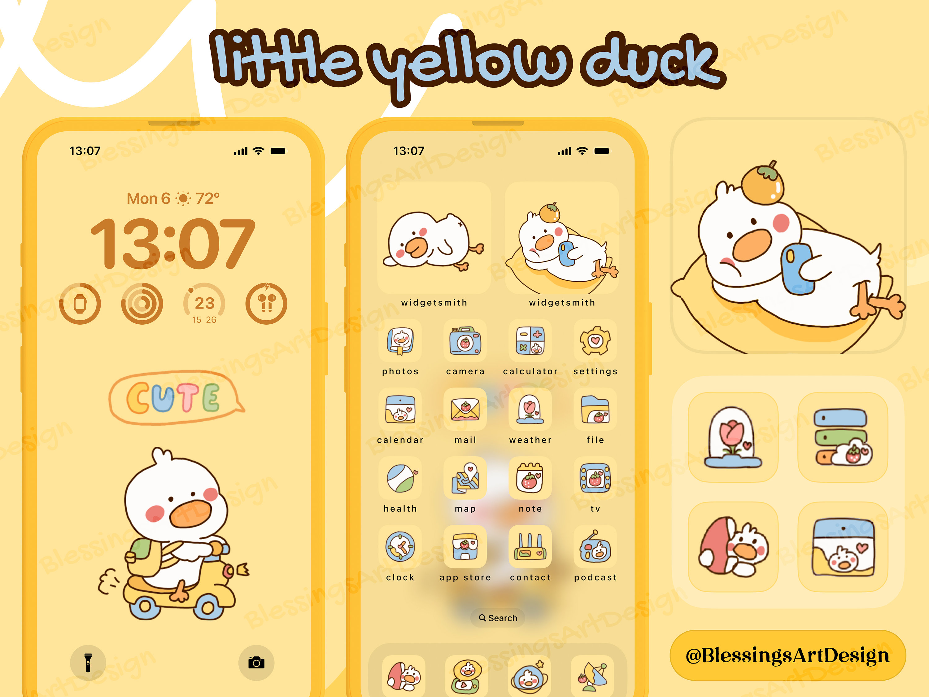 Little Duck | Ios Icons Pack Bundle, iPhone Theme, App Covers, Icons ...