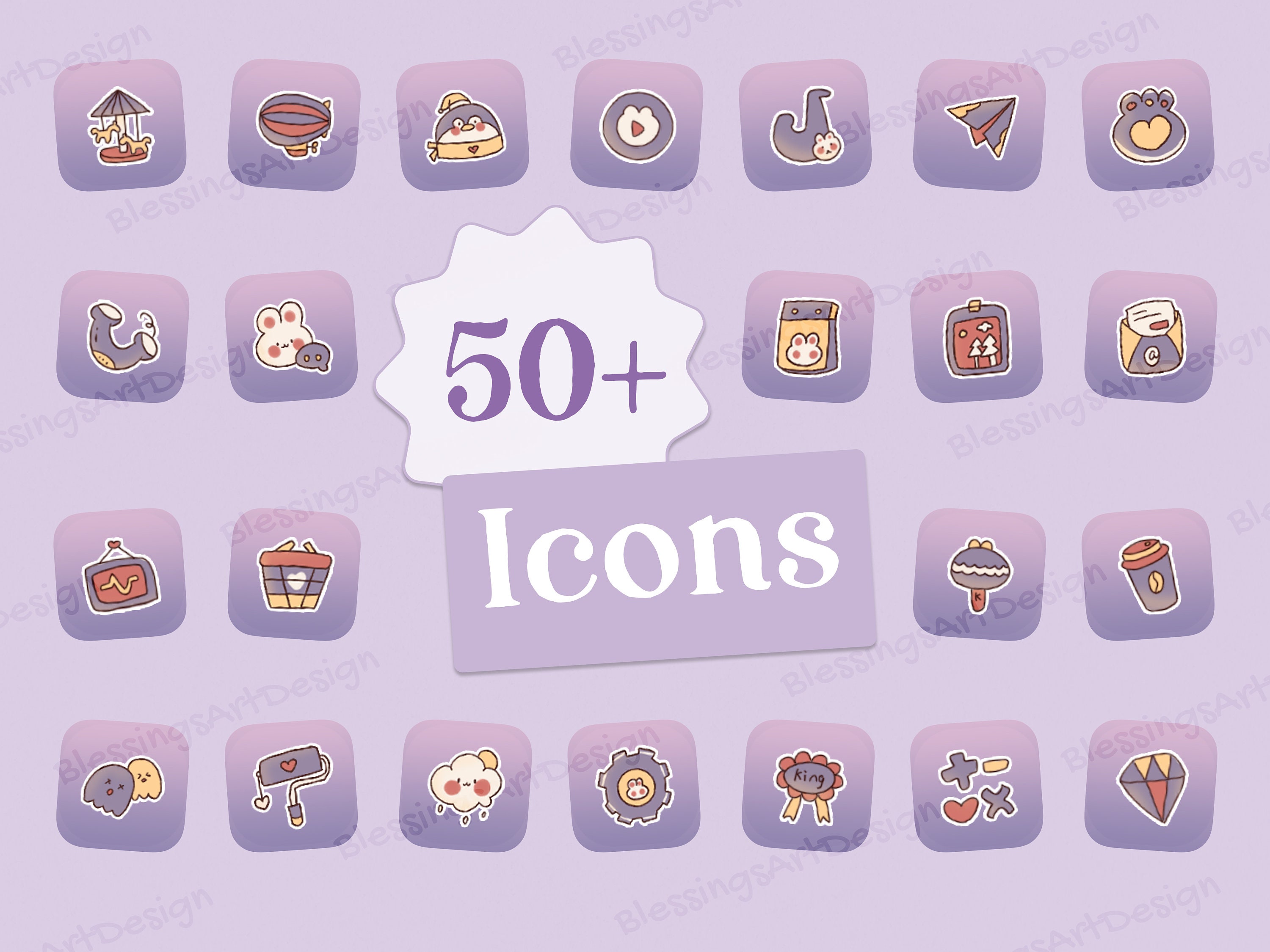Cosmic Starlight Ios Icons Pack Aesthetic Cute Cozy Lo-fi Hand Drawn ...