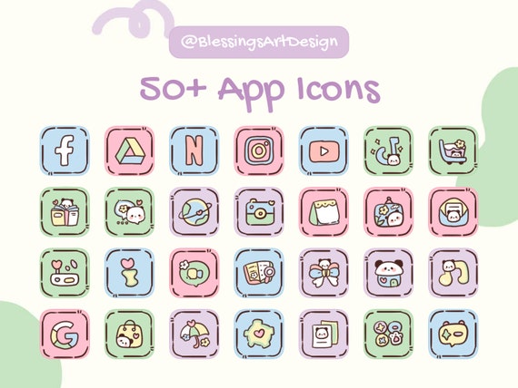 90+ Pink Kitty | iOS Icons Pack, iPhone Theme, App Cover, Icons Skin, Home  Screen, Doodle, Cute, Mochi, Lo-Fi, Soft, Pastel, Anime, Cat