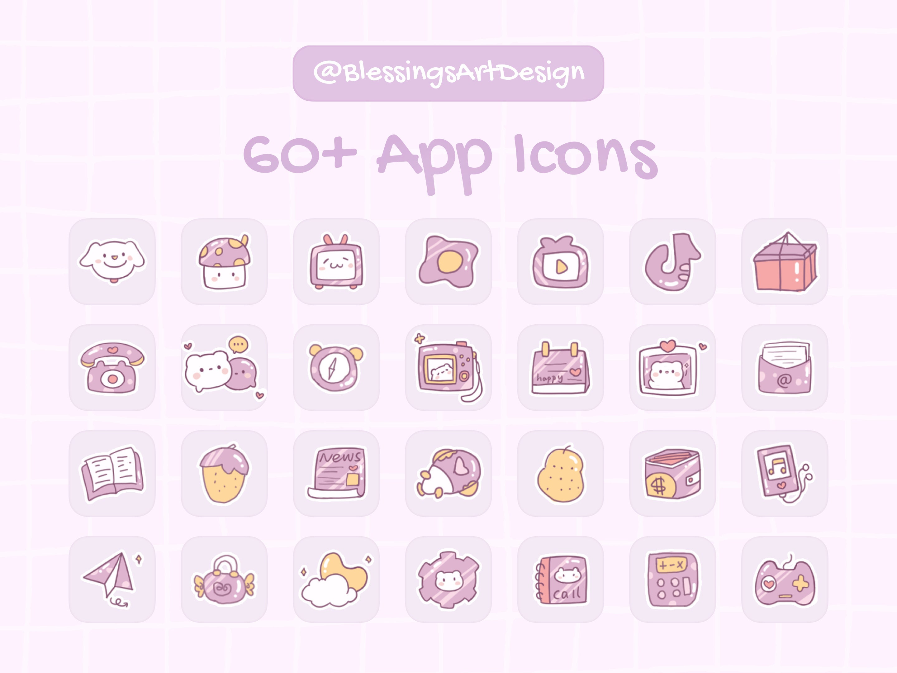 60 Cute Purple Ios Icons Pack Iphone Theme App Icons - Etsy