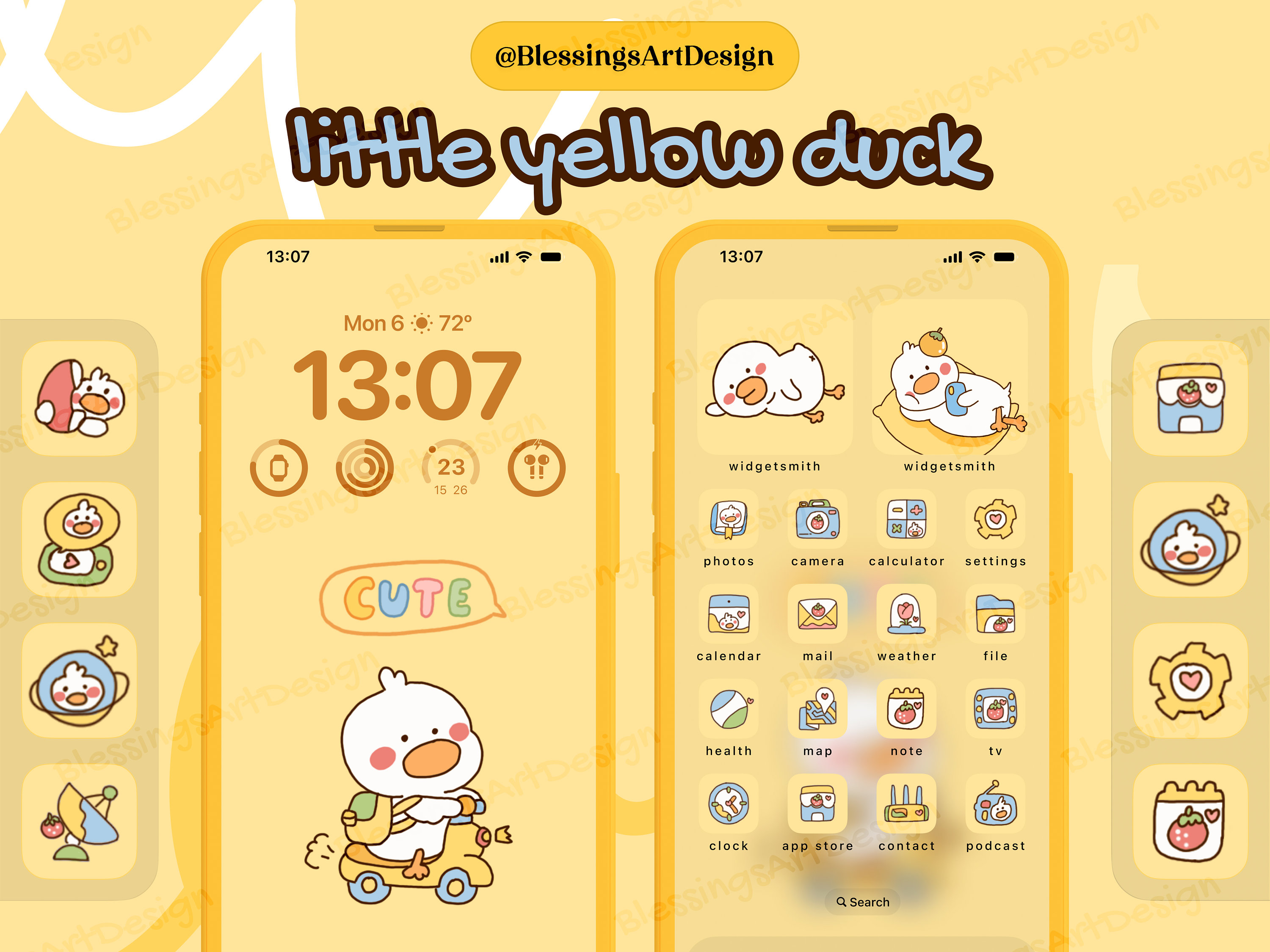 Little Duck | Ios Icons Pack Bundle, iPhone Theme, App Covers, Icons ...
